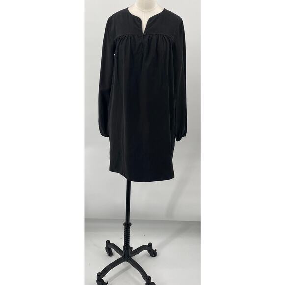 Aritzia Wilfred Linen Blend Tunic Long Sleeve Button V Neck Mini Dress Black XS - Picture 2 of 9